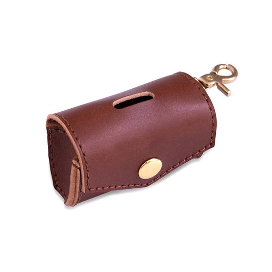 Brown Luxury Leather Poop Bag Holder