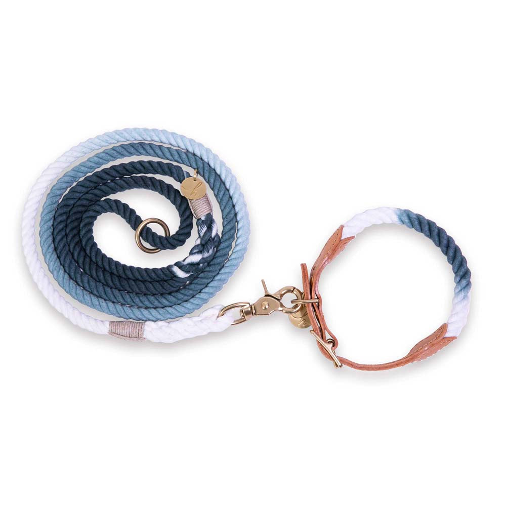 Black Forest Ombre Rope & Leather Dog Collar